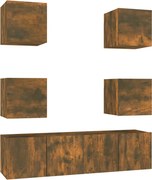 vidaXL Set dulapuri TV, 6 piese, stejar fumuriu, lemn prelucrat