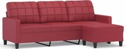 vidaXL Canapea cu 3 locuri și taburet, roșu vin 180 cm piele ecologică