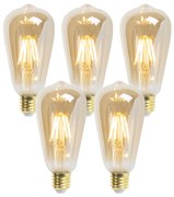 Set de 5 becuri LED E27 reglabile ST64 Goldline 5W 380lm 2200K