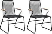 vidaXL Scaune de grădină, 2 buc., negru, 58x59x85,5 cm, ratan PVC
