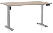 Masa inaltime reglabila OfficeTech B, 140 x 80 cm, bază gri, stejar