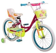 Bicicleta pentru copii NOVOKIDS Fashion Bike, roti 20" inch, maxim 40 kg, cadru din otel, roti ajutatoare detasabile, ghidon reglabil pe inaltime, Mov