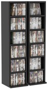 HOMCOM Lot de 2 etajere coloane dulap de depozitare CD-DVD 12 compartimente 21 x 22,5 x 88,5 cm capacitate 204 CD negru | Aosom Romania