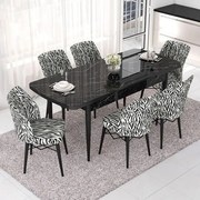 Set masa extensibila cu 6 scaune tapitate Homs zebra 250-300355,170 x 80 cm