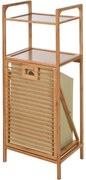 Raft pentru baie cu coș rabatabil Bamboo, 40 x 95 x 30 cm