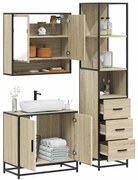 vidaXL Set mobilier de baie, 3 piese, stejar sonoma, lemn prelucrat