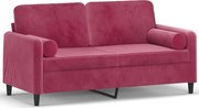 vidaXL Canapea cu 2 locuri cu pernuțe, roșu vin, 140 cm, catifea