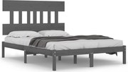vidaXL Cadru de pat, gri, 200x200 cm, lemn masiv