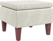 vidaXL Scaun cu picioare din lemn, crem, catifea