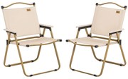 Outsunny Set de 2 scaune de camping scaun de pescuit pliant - tesatura Oxford si structura din otel 54 x 59 x 78 cm kaki | Aosom Romania