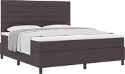vidaXL Pat cu arcuri cu saltea Maro închis 180 x 200 cm țesătură