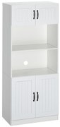 HOMCOM Mobilier de bucătărie Bufet Dulap, Stil rustic, 2 dulapuri, 2 rafturi, 70 cm x 40 cm x 170 cm Alb + Negru | Aosom Romania