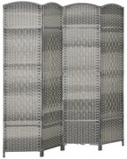 HOMCOM Paravent interior din lemn 4 panouri divizor de cameră pliabil pentru sufragerie dormitor 180 x 180 cm gri mixt | Aosom Romania