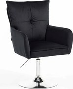 HR250N Scaun Catifea Neagră Bază Cromata