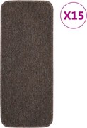 vidaXL Covorașe de scări, 15 buc., maro, 60x25 cm, dreptunghiular