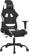 vidaXL Scaun de gaming cu masaj/suport picioare, negru și alb, textil