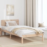 vidaXL Cadru de pat cu headboard natural 75 x 190 cm Lemn masiv de pin
