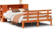 vidaXL Pat cu bibliotecă fără saltea maro 140x190 cm lemn masiv de pin