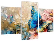 Tablou - Pictura de flori și fluturi (90x60 cm)