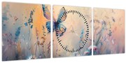 Tablou - Pajiște cu Fluture II (cu ceas) (90x30 cm)