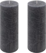 Set de lumânări rustice, 20 cm, Ø 7,5 cm, antracit, 2 buc