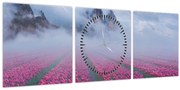 Tablou - Peisaj cu câmpuri de lalele (cu ceas) (90x30 cm)