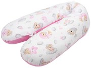 Perna gravide 3 in 1 cu husa detasabila din bumbac 100% Kidizi Lena, lungime 160 cm, Koala Dreams Pink