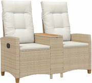 vidaXL Bancă reclinabilă cu masă Bej și alb crem 126 x 65 x 112 cm