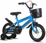 Bicicleta pentru copii cu roti ajutatoare si frane, 14 inch, Albastru