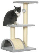 PawHut Copac pentru Pisici cu 3 Nivele cu Covor pentru Zgâriat în Formă de Arc, Copac de Zgâriat, 40x35x72 cm, Gri | Aosom Romania