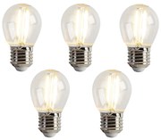 Set de 5 becuri LED E27 P45 transparente 2W 200lm 2700K