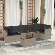 vidaXL Set canapele de grădină cu perne, 7piese gri deschis poliratan