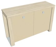 Dulap mic Verno+ S 140 x 46 x 90 cm, uși de sticlă, salcâm / vanilie