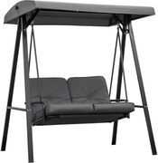 Outsunny Balansoar de Grădină 2 Locuri cu Acoperiș Reglabil și Perne, 144x117x173 cm, Gri Închis | Aosom Romania