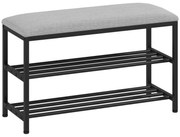 HOMCOM Bancă pentru pantofi cu șezut, bancă cu spațiu de depozitare, raft pentru pantofi cu 2 compartimente deschise, bancă 81 x 31 x 50 cm Negru | Aosom Romania