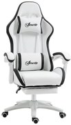 Vinsetto Scaun gaming scaun gaming cu spătar inclinabil la 135°, suport pentru cap și repose-pieds 65l x 65L x 121-129H cm alb și negru | Aosom Romania