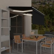 vidaXL Copertină retractabilă manual cu stor&amp;LED, antracit, 3x2,5 m