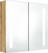vidaXL Dulap de baie cu oglindă și LED, stejar, 62x14x60 cm