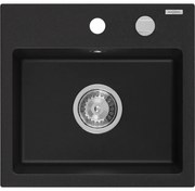 Mexen Milo chiuvetă de granit cu 1 compartiment 435 x 410 mm, negru, sifon crom - 6505441000-77