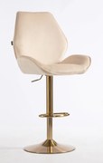 HR350W Scaun Crem din Catifea Bază Aurie