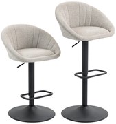 HOMCOM Set 2 Scaune de Bar Rotative din Țesătură cu Înălțime Ajustabilă Bej | Aosom Romania