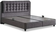 Pat matrimonial cu lada LATEKS COMFORT 160x200, stofa gri, somiera inc