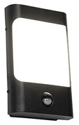 Aplică neagră cu LED inclus IP44 cu senzor de mișcare - Khuvan