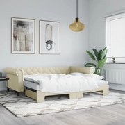 vidaXL Pat de zi cu extensie și saltele crem 90x200 cm piele ecologică