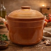 Oala Ceramica pentru Sarmale si Fripturi, Glazurata, Rotunda, 8 Litri