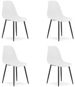 Set 4 scaune albe OSAKA cu picioare negre