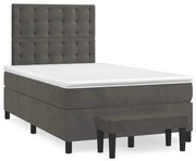 vidaXL Pat box spring cu saltea, gri închis, 120x190 cm, catifea