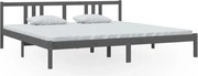 vidaXL Cadru de pat, gri, 200x200 cm, lemn masiv de pin