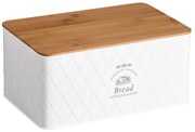 Cutie pentru paine Kesper 18046, 28x18x13 cm, Otel inoxidabil, Bambus, Alb