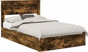 vidaXL Pat cu storage Stejar fumuriu 135 x 190 cm Lemn compozit